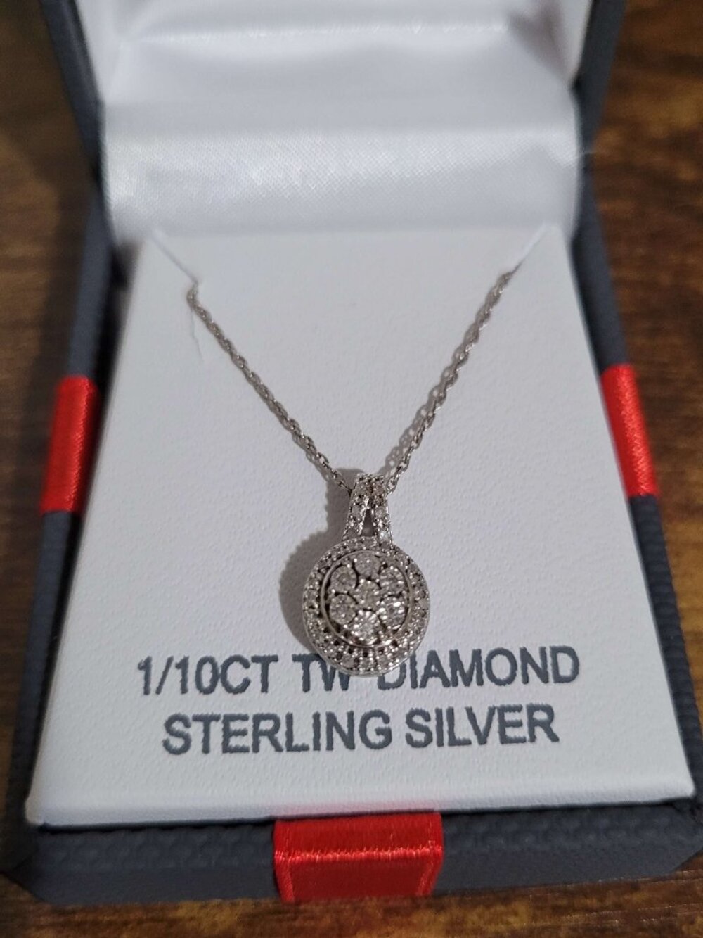 1/10 CT T.W. Diamond Halo Pendant Necklace - Sterling Silver